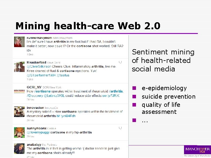 Mining health-care Web 2. 0 Sentiment mining of health-related social media n e-epidemiology n