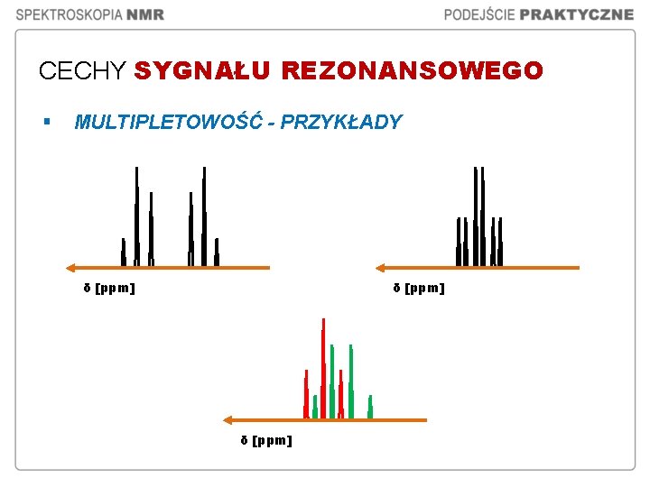 CECHY SYGNAŁU REZONANSOWEGO § MULTIPLETOWOŚĆ - PRZYKŁADY δ [ppm] 