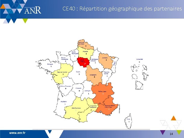 CE 40 : Répartition géographique des partenaires 14 
