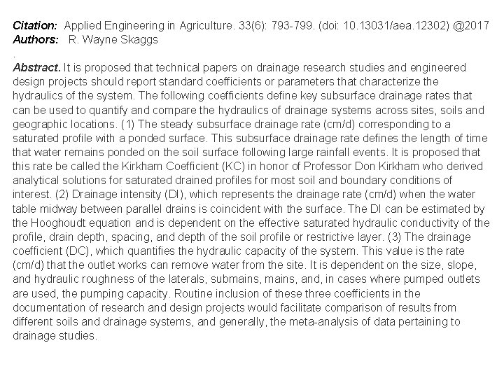 Citation: Applied Engineering in Agriculture. 33(6): 793 -799. (doi: 10. 13031/aea. 12302) @2017 Authors: