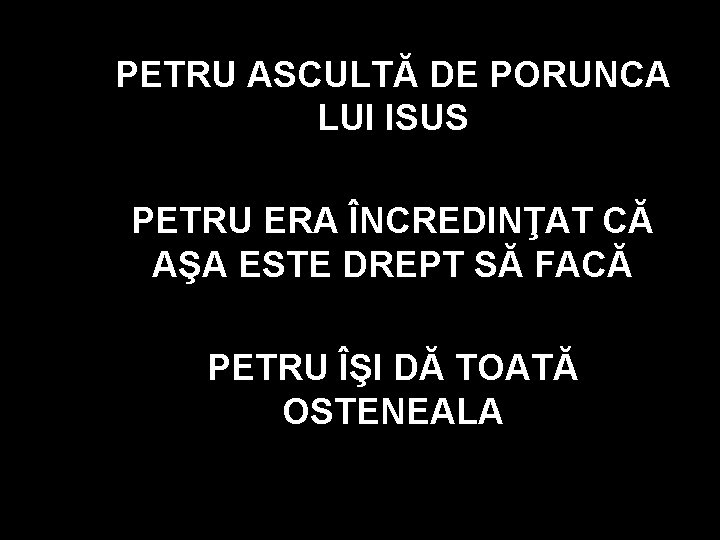 PETRU ASCULTĂ DE PORUNCA LUI ISUS PETRU ERA ÎNCREDINŢAT CĂ AŞA ESTE DREPT SĂ PETRU ASCULTĂ DE PORUNCA LUI ISUS PETRU ERA ÎNCREDINŢAT CĂ AŞA ESTE DREPT SĂ