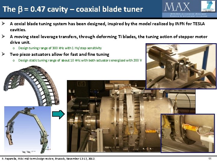 The b = 0. 47 cavity – coaxial blade tuner Ø A coxial blade