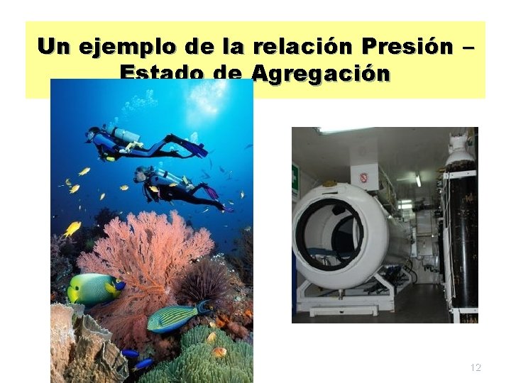 Un ejemplo de la relación Presión – Estado de Agregación 12 
