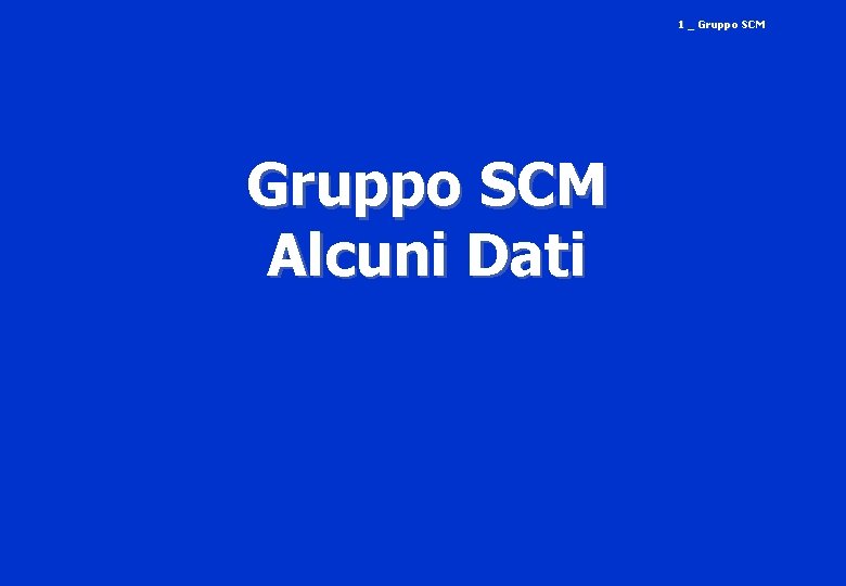 1 _ Gruppo SCM Alcuni Dati 