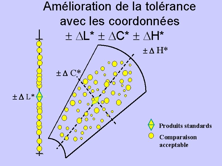 Amélioration de la tolérance avec les coordonnées L* C* H* C* L* Produits standards