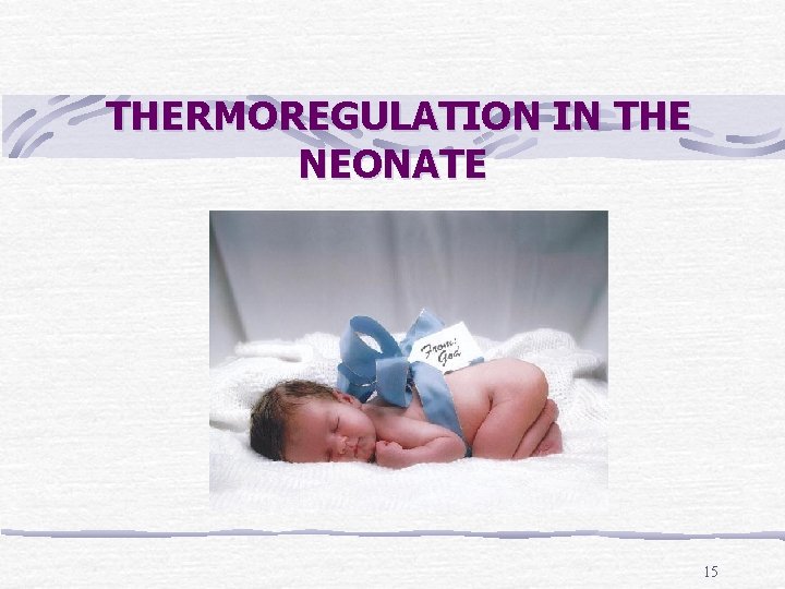 THERMOREGULATION IN THE NEONATE 15 