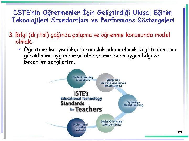 ISTE’nin Öğretmenler İçin Geliştirdiği Ulusal Eğitim Teknolojileri Standartları ve Performans Göstergeleri 3. Bilgi (dijital)