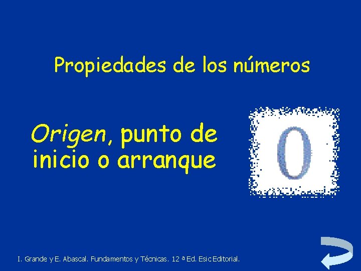 Propiedades de los números Origen, punto de inicio o arranque I. Grande y E.