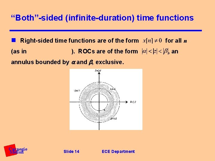 “Both”-sided (infinite-duration) time functions n Right-sided time functions are of the form (as in