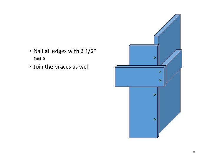  • Nail all edges with 2 1/2” nails • Join the braces as