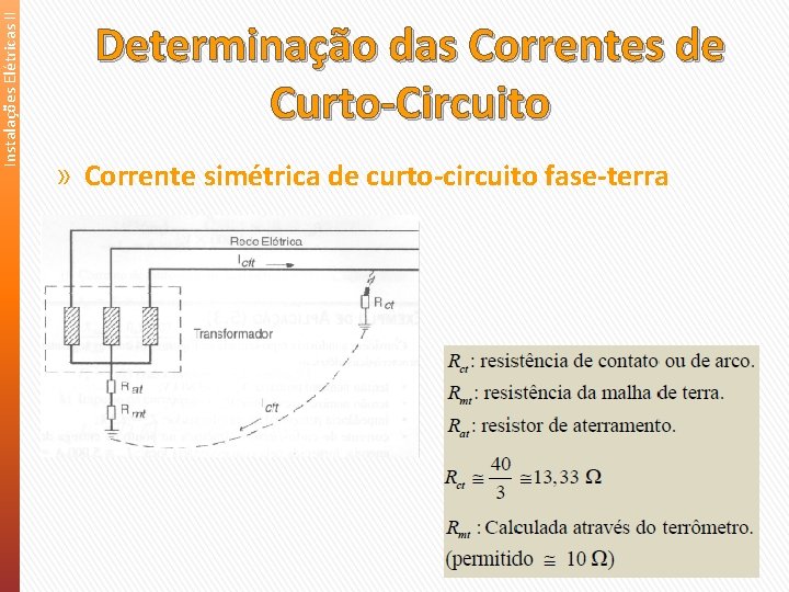 Instalações Elétricas II Determinação das Correntes de Curto-Circuito » Corrente simétrica de curto-circuito fase-terra Instalações Elétricas II Determinação das Correntes de Curto-Circuito » Corrente simétrica de curto-circuito fase-terra