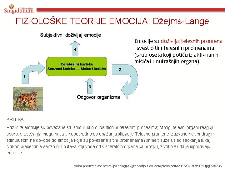 FIZIOLOŠKE TEORIJE EMOCIJA: Džejms-Lange Emocije su doživljaj telesnih promena i svest o tim telesnim