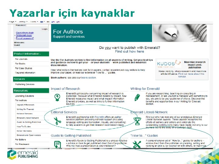 Yazarlar için kaynaklar 