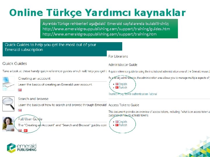 Online Türkçe Yardımcı kaynaklar Ayrıntılı Türkçe rehberleri aşağıdaki Emerald sayfalarında bulabilirsiniz; http: //www. emeraldgrouppublishing.