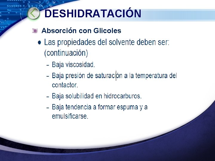 DESHIDRATACIÓN Absorción con Glicoles LOGO www. themegallery. com 