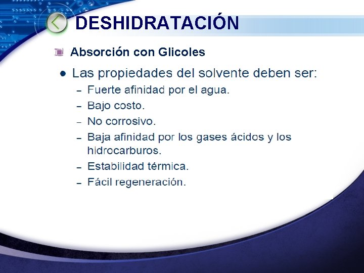 DESHIDRATACIÓN Absorción con Glicoles LOGO www. themegallery. com 