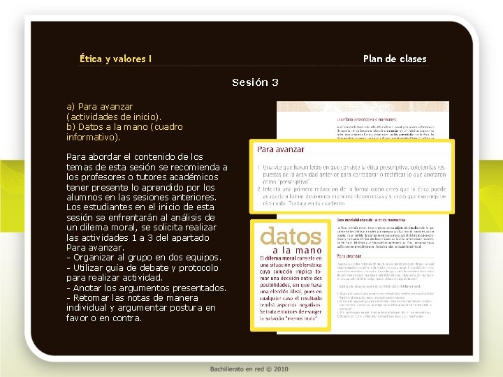 Ética y valores I Plan de clases Sesión 3 a) Para avanzar (actividades de