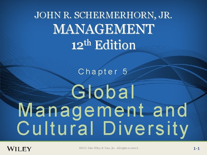 Place Slide Title Text Here JOHN R. SCHERMERHORN, JR. MANAGEMENT 12 th Edition Chapter