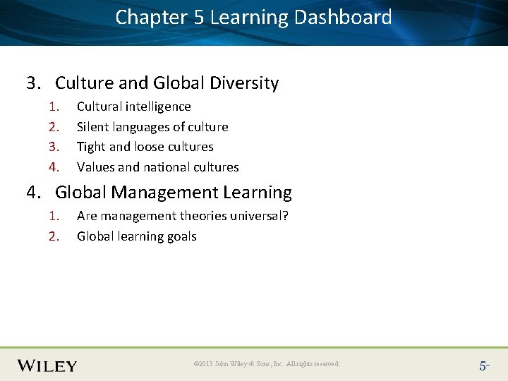 Chapter 5 Learning Place Slide Title Text Here Dashboard 3. Culture and Global Diversity