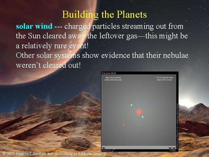 Building the Planets solar wind --- charged particles streaming out from the Sun cleared