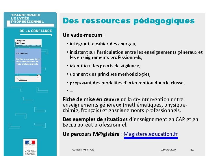 Des ressources pédagogiques Un vade-mecum : • intégrant le cahier des charges, • insistant Des ressources pédagogiques Un vade-mecum : • intégrant le cahier des charges, • insistant