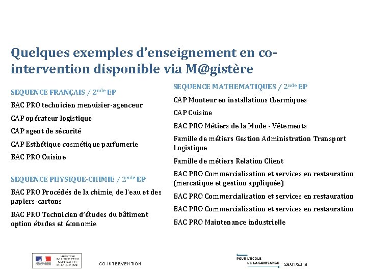 Quelques exemples d’enseignement en cointervention disponible via M@gistère SEQUENCE FRANÇAIS / 2 nde EP Quelques exemples d’enseignement en cointervention disponible via M@gistère SEQUENCE FRANÇAIS / 2 nde EP