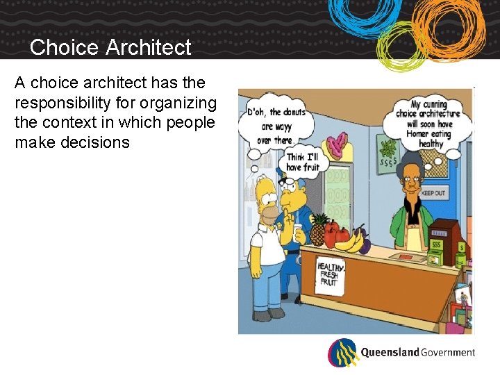 Choice Architect A choice architect has the responsibility for organizing the context in which