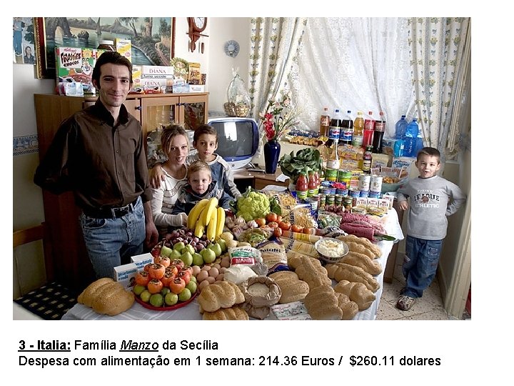 3 - Italia: Família Manzo da Secília Despesa com alimentação em 1 semana: 214.