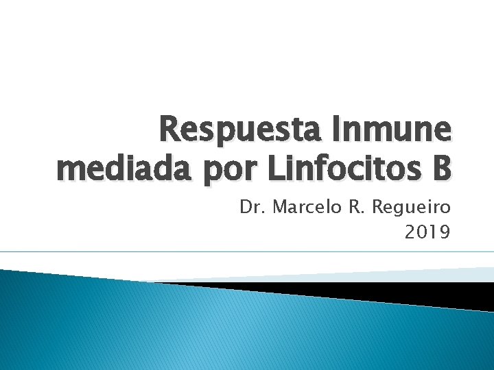 Respuesta Inmune mediada por Linfocitos B Dr. Marcelo R. Regueiro 2019 