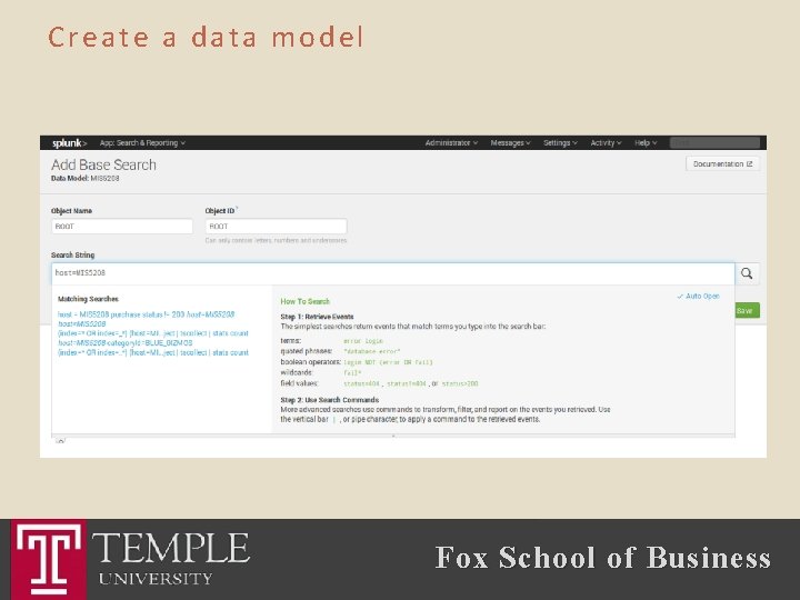 Create a data model Fox School of Business 