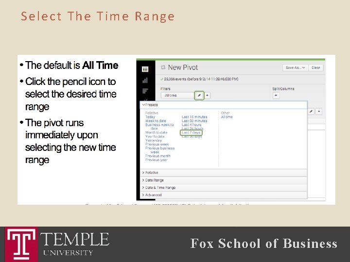 Select The Time Range Fox School of Business 