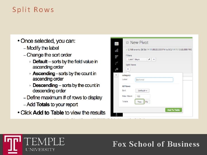 Split Rows Fox School of Business 