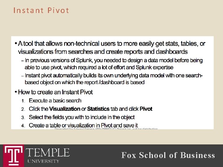 Instant Pivot Fox School of Business 