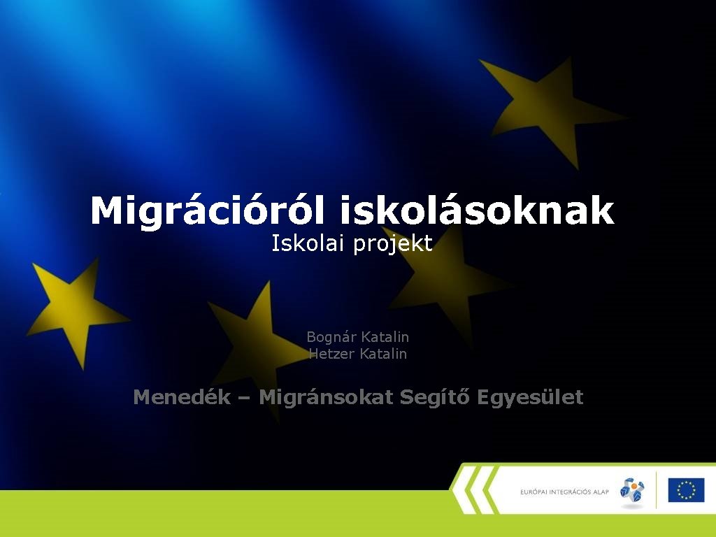 Migrációról iskolásoknak Iskolai projekt Bognár Katalin Hetzer Katalin Menedék – Migránsokat Segítő Egyesület 