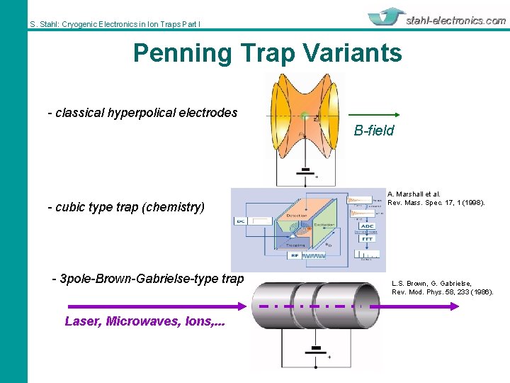 S. Stahl: Cryogenic Electronics in Ion Traps Part I Penning Trap Variants - classical