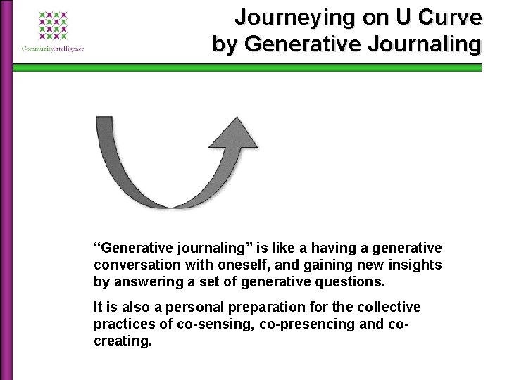 Journeying on U Curve by Generative Journaling “Generative journaling” is like a having a