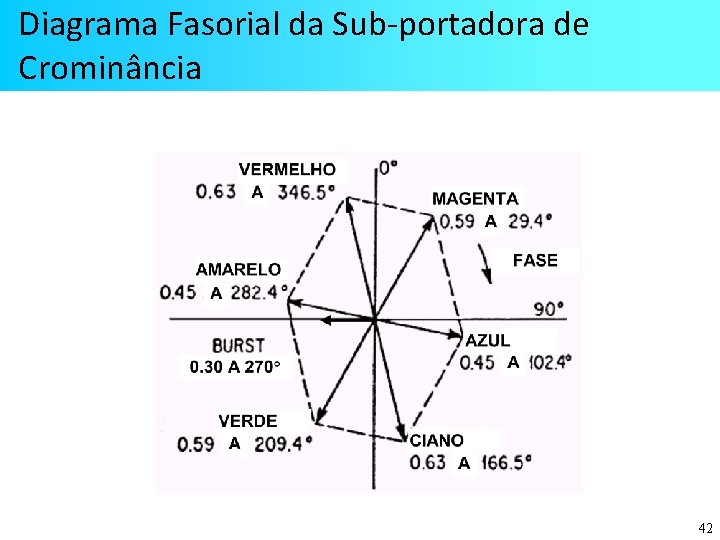 Diagrama Fasorial da Sub-portadora de Crominância 42 