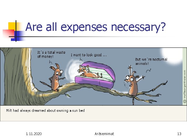 Are all expenses necessary? 1. 11. 2020 Arðsemimat 13 