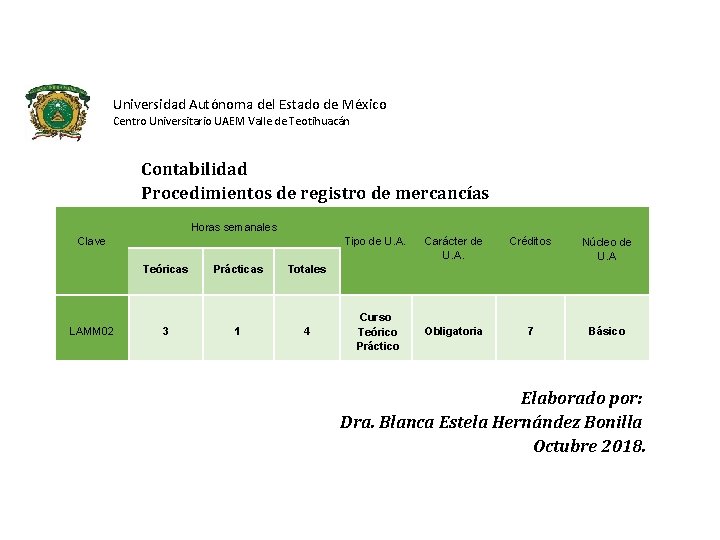 Universidad Autónoma del Estado de México Centro Universitario UAEM Valle de Teotihuacán Contabilidad Procedimientos