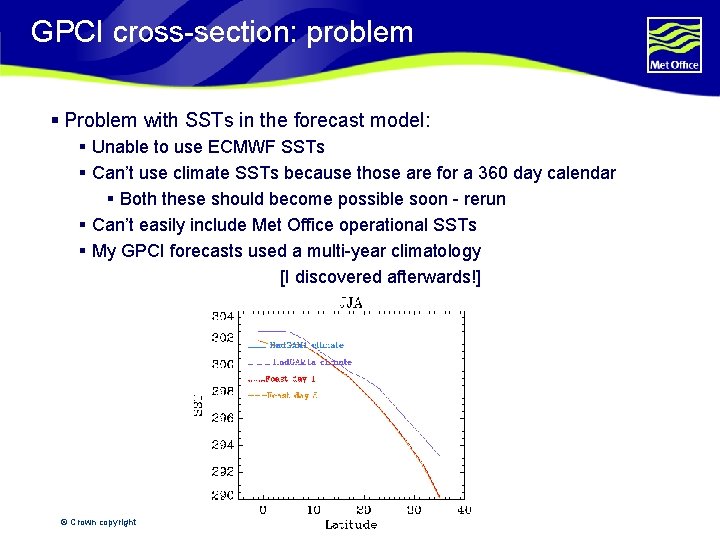 GPCI cross-section: problem § Problem with SSTs in the forecast model: § Unable to