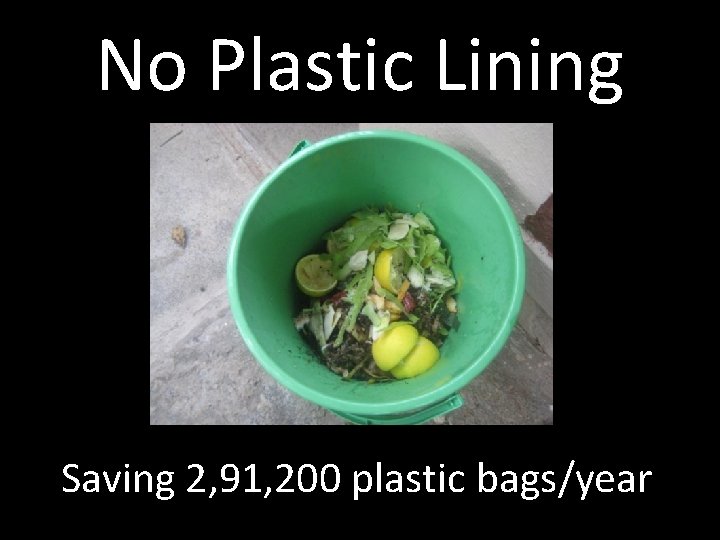 No Plastic Lining Saving 2, 91, 200 plastic bags/year 