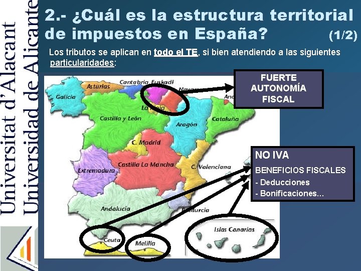 2. - ¿Cuál es la estructura territorial de impuestos en España? (1/2) Los tributos