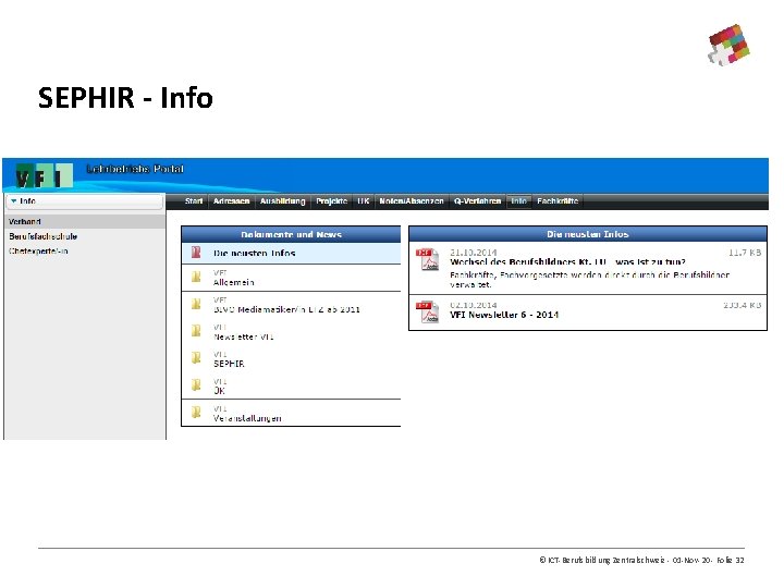 SEPHIR - Info © ICT-Berufsbildung Zentralschweiz - 01 -Nov-20 - Folie 32 