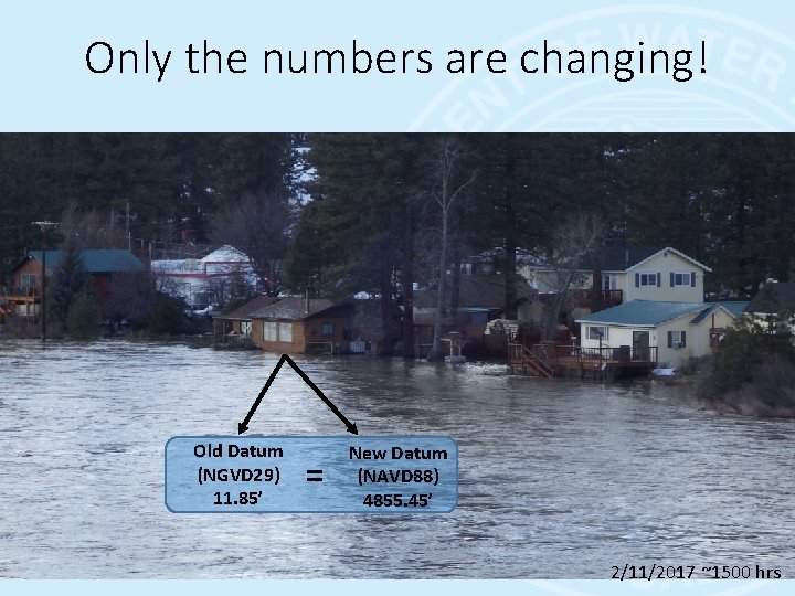 Only the numbers are changing! Old Datum (NGVD 29) 11. 85’ = New Datum