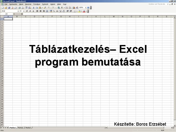 Táblázatkezelés– Excel program bemutatása Készítette: Boros Erzsébet 