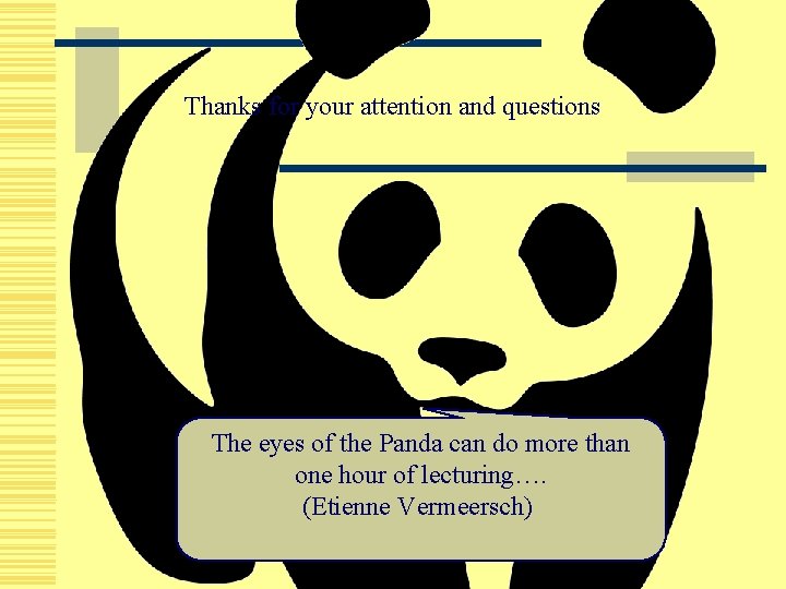 Thanks for your attention and questions The eyes of the Panda can do more
