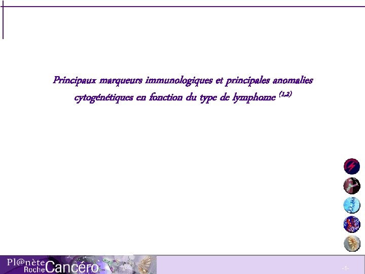 Principaux marqueurs immunologiques et principales anomalies cytogénétiques en fonction du type de lymphome (1,