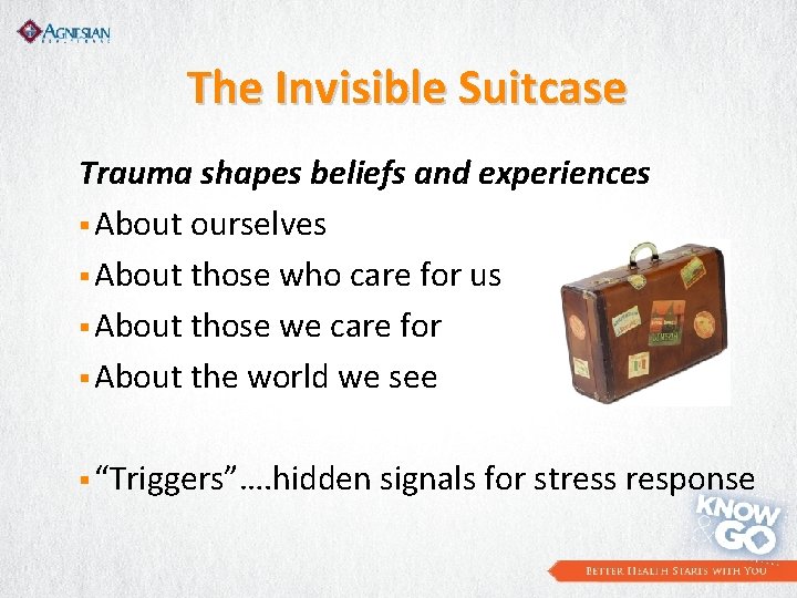 The Invisible Suitcase Trauma shapes beliefs and experiences § About ourselves § About those