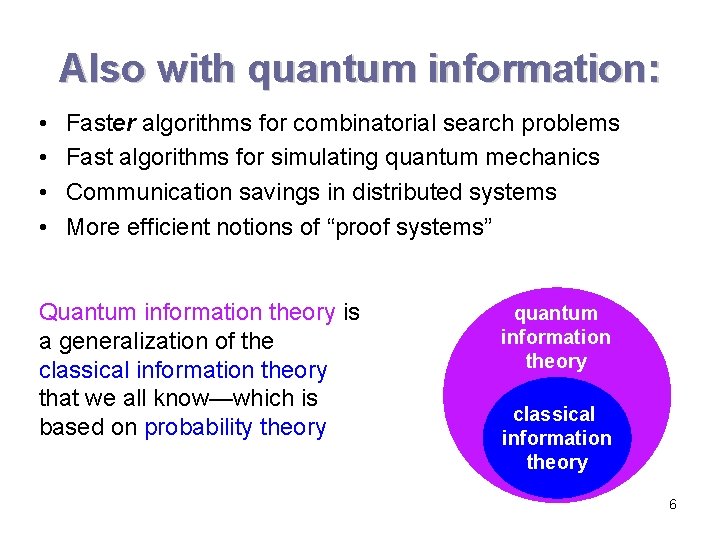 Also with quantum information: • • Faster algorithms for combinatorial search problems Fast algorithms Also with quantum information: • • Faster algorithms for combinatorial search problems Fast algorithms