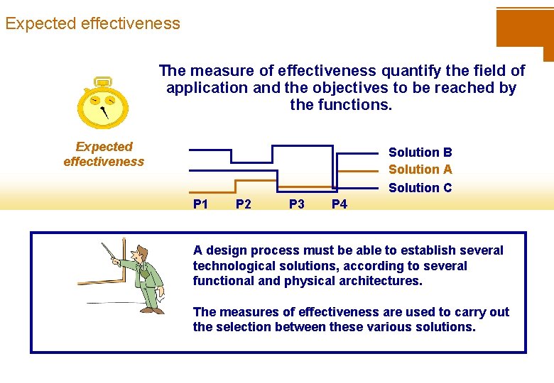 Expected effectiveness The measure of effectiveness quantify the field of application and the objectives